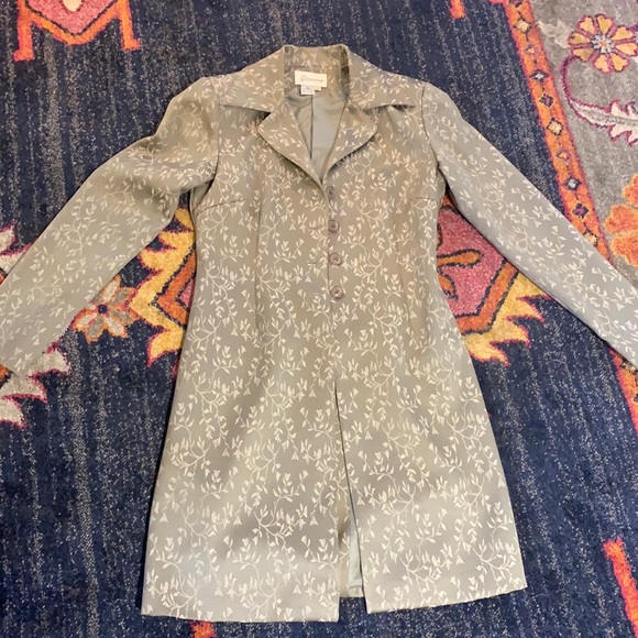 Gantos • Gray Floral Shimmer Trenchcoat Jacket - Picture 1 of 5